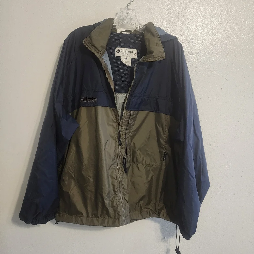 Columbia Tan and Blue Windbreaker Jacket